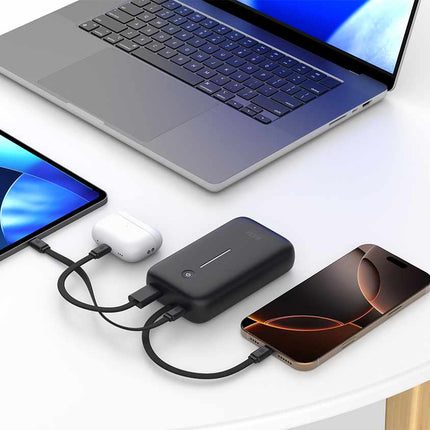 PowerFlex 20KPD 30W Powerbank with Built-In USB-C Cable Black