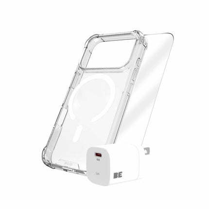 3-PACK TOTAL PROTECTION MagSafe Bundle (CASE GLASS CHARGER) FORiPhone iPhone 17 Pro Clear