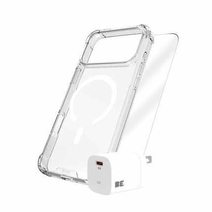 3-PACK TOTAL PROTECTION MagSafe Bundle (CASE GLASS CHARGER) FOR iPhone iPhone 17 Pro Max Clear