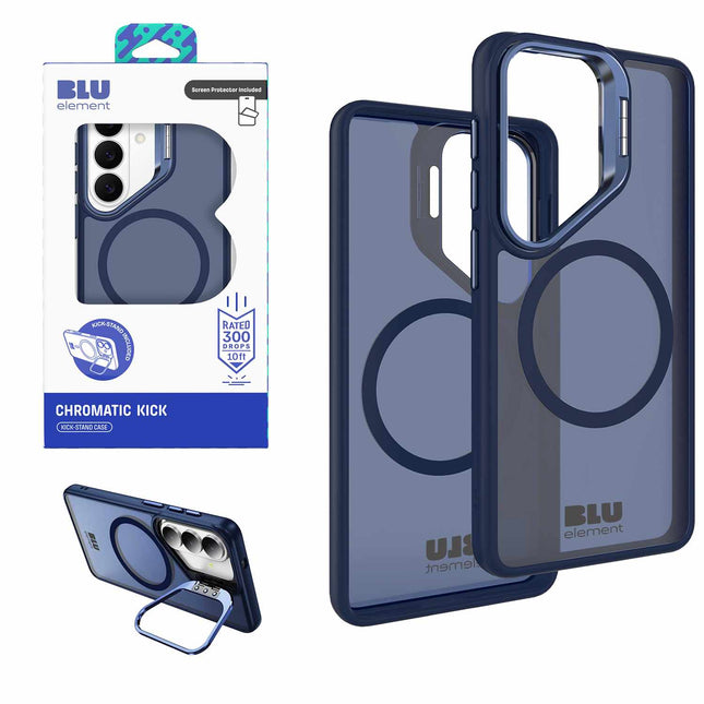 Chromatic Kick w/Magnets Case WITH Screen Protector for S26 Navy