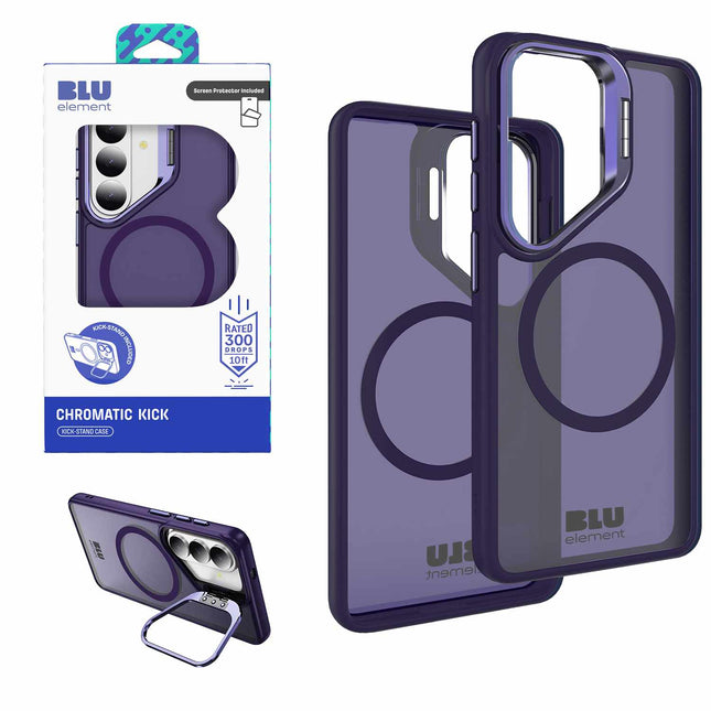 Chromatic Kick w/Magnets Case WITH Screen Protector for S26 Deep Violet