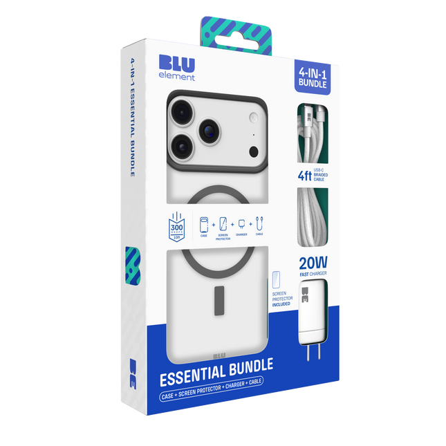 4-in-1 Essentials Bundle (Chromatic Mag Case Screen Protector 30W Charger 4ft USB-C Cable) iPhone 18 Pro/17 Pro Black