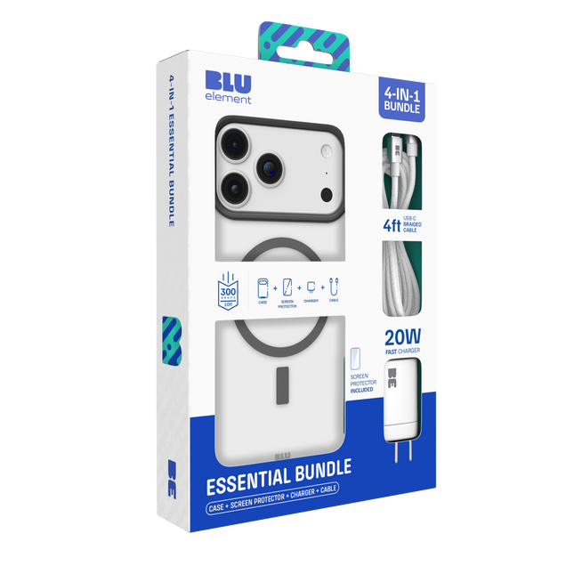 4-in-1 Essentials Bundle (Chromatic Mag Case Screen Protector 30W Charger 4ft USB-C Cable) iPhone 18 Pro Max/17 Pro Max Black