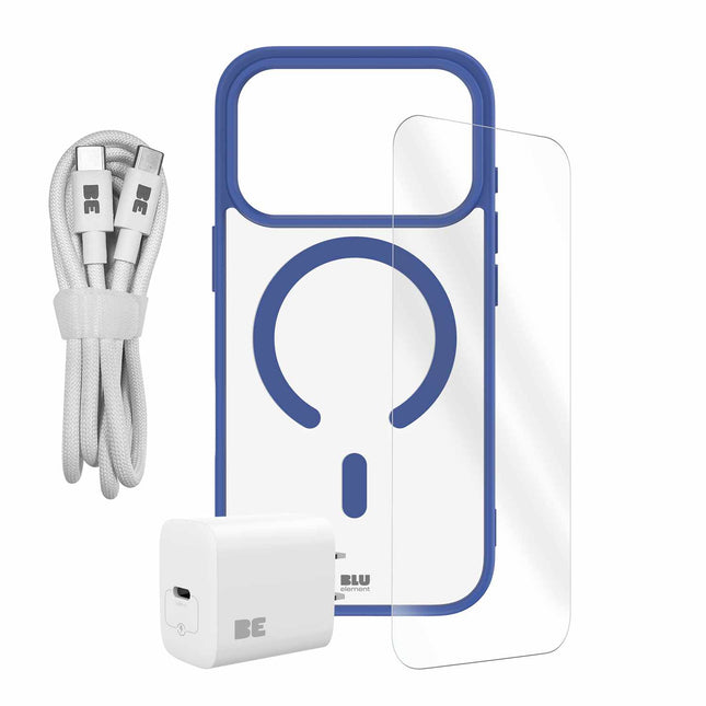 4-in-1 Essentials Bundle (Chromatic Mag Case Screen Protector 30W Charger 4ft USB-C Cable) iPhone 18 Pro/17 Pro Navy